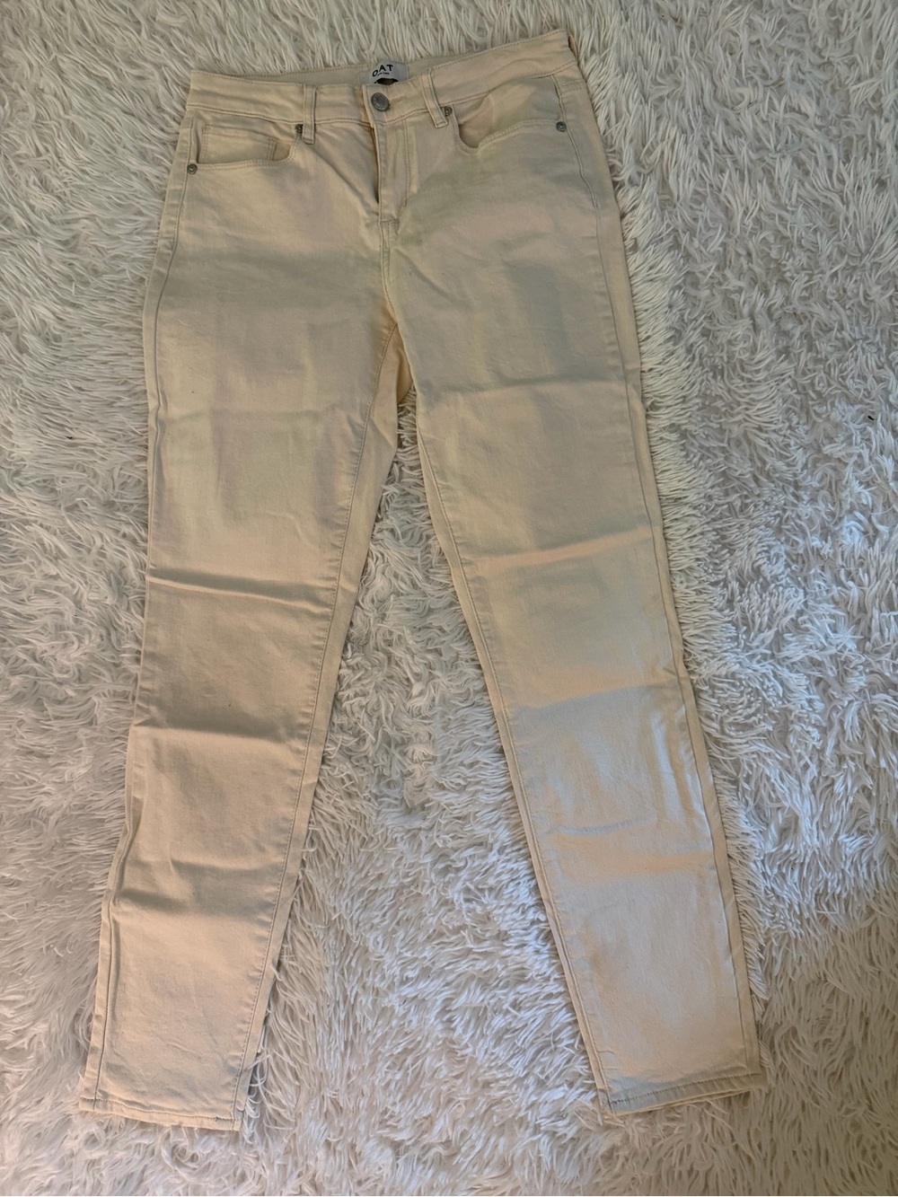 OAT New York Mid Rise Skinny Ankle Jeans Cream Ivory Size 28